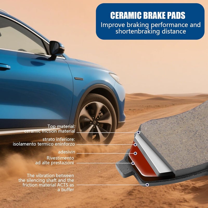SUPLABEL Rear Ceramic Disc Brake Pads Set Compatible with Audi A4 2017-2020, Q5 2018-2020, A4/A5/A6 Quattro, A5 Sportback, A7 Sportback, RS5, S4, S5, RS5/S5 Sportback, Q5 PHEV, A4/A6 Allroad,HZ1898 - Image 4